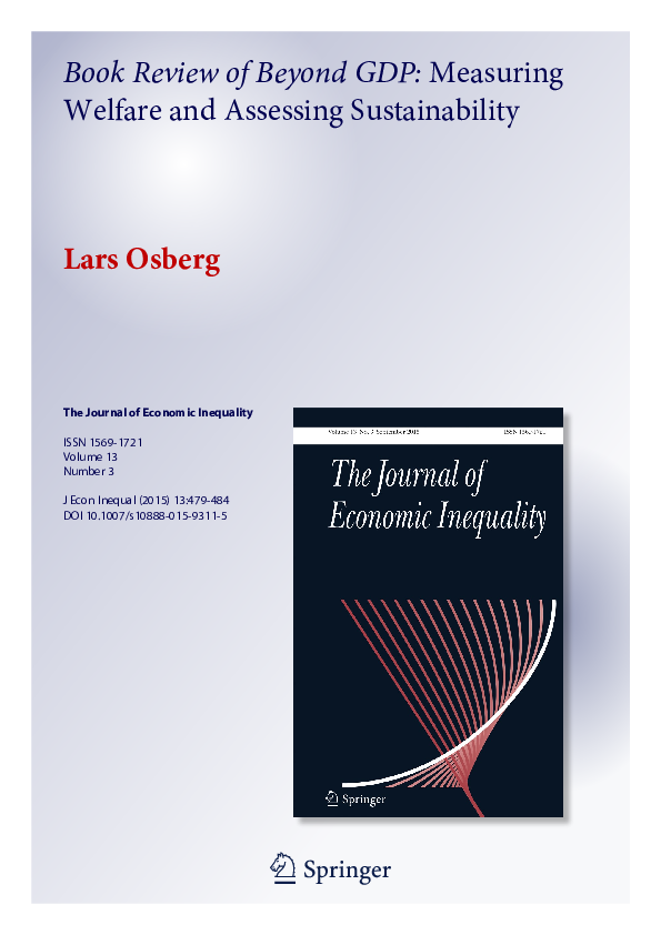 (PDF) Book Review of Beyond GDP: Measuring Welfare and Assessing ...