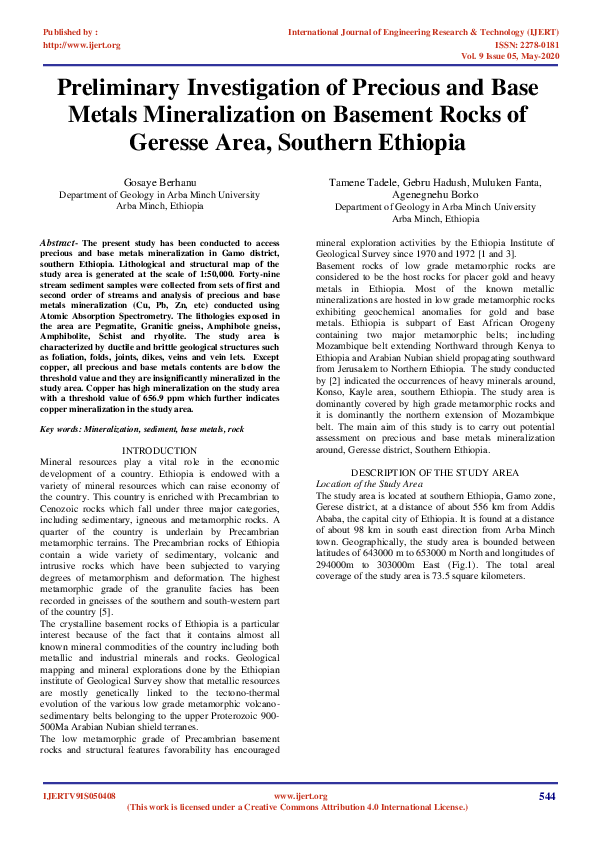 (PDF) Preliminary Investigation of Precious and Base Metals ...