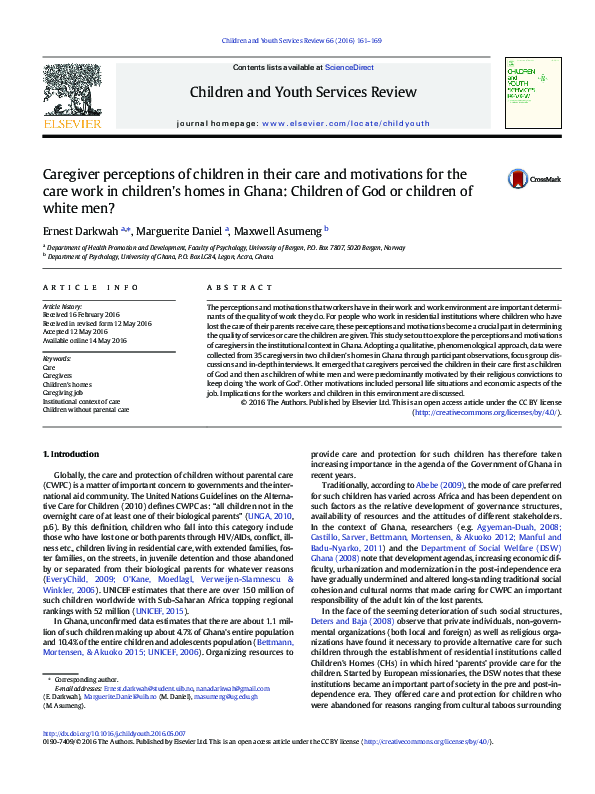 PDF) Caregiver perceptions of children in their care and