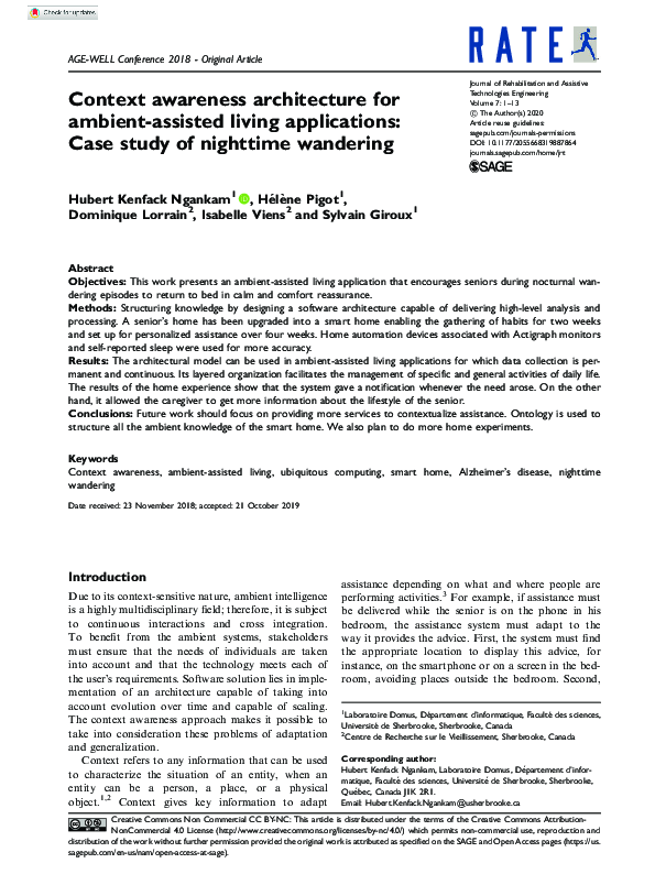 (PDF) Context awareness architecture for ambient-assisted living ...