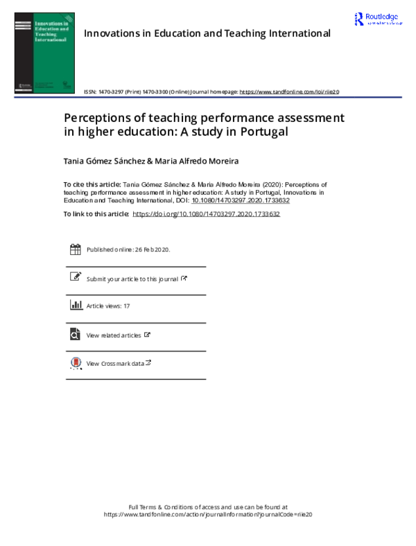 (PDF) Perceptions of teaching performance assessment in higher ...