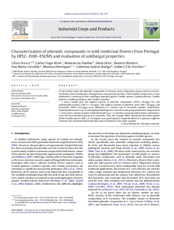 (PDF) Characterization of phenolic compounds in wild medicinal flowers ...
