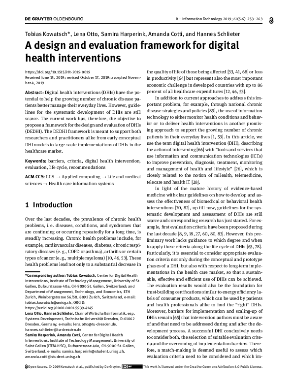 (PDF) A design and evaluation framework for digital health interventions
