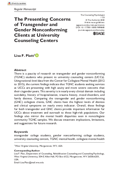 (PDF) The Presenting Concerns of Transgender and Gender Nonconforming ...