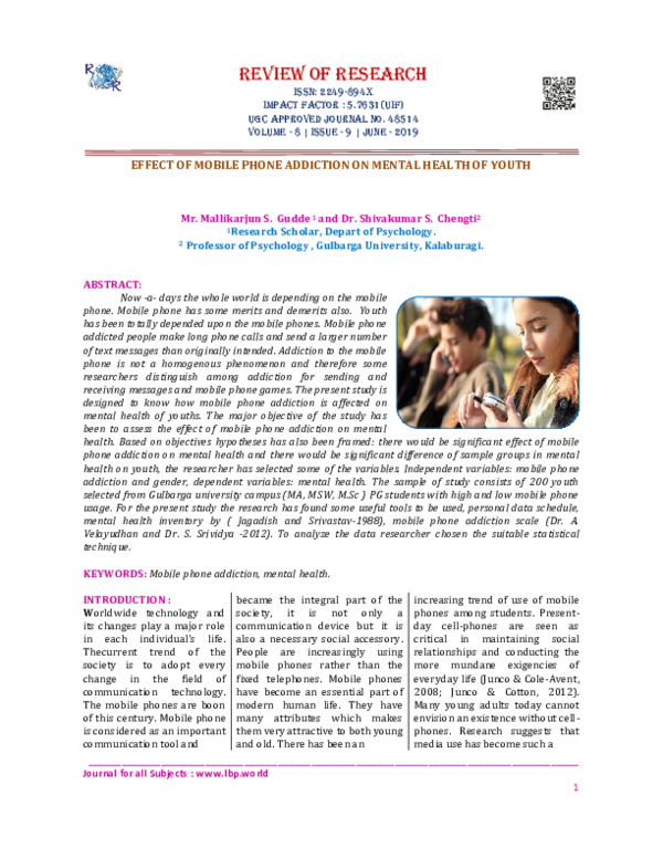 (PDF) Effect of Mobile Phone Addiction on Mental Health of Youth