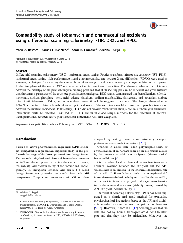 (PDF) Compatibility study of tobramycin and pharmaceutical excipients