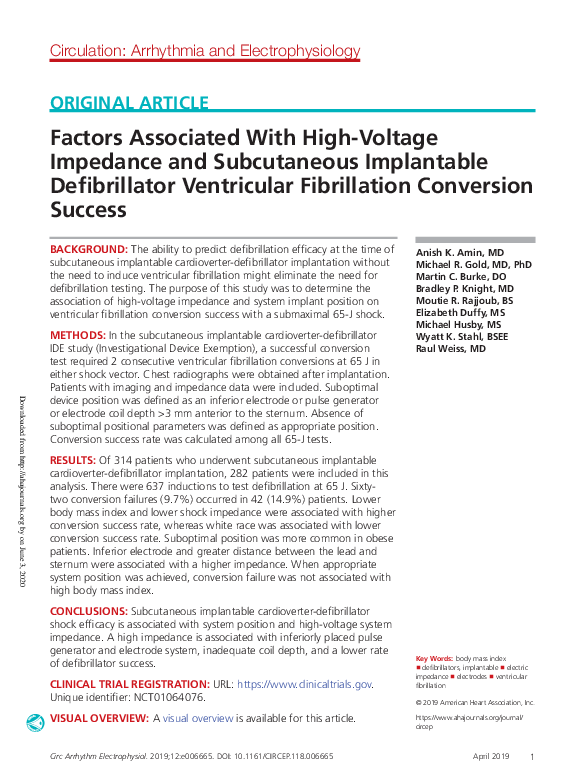 (PDF) Factors Associated With HighVoltage Impedance and Subcutaneous