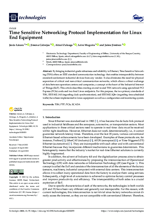 (PDF) Time Sensitive Networking Protocol Implementation for Linux End ...