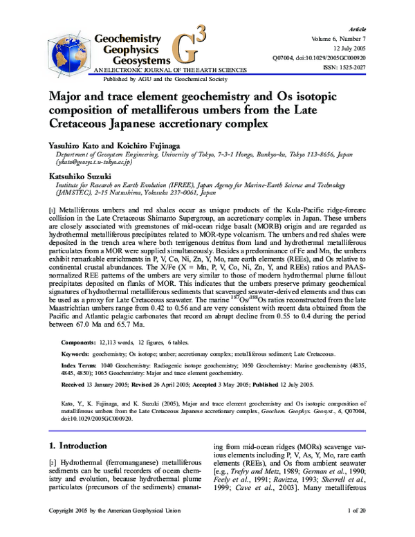 (PDF) Major and trace element geochemistry and Os isotopic composition ...