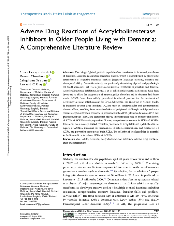 (PDF) Adverse Drug Reactions of Acetylcholinesterase Inhibitors in ...