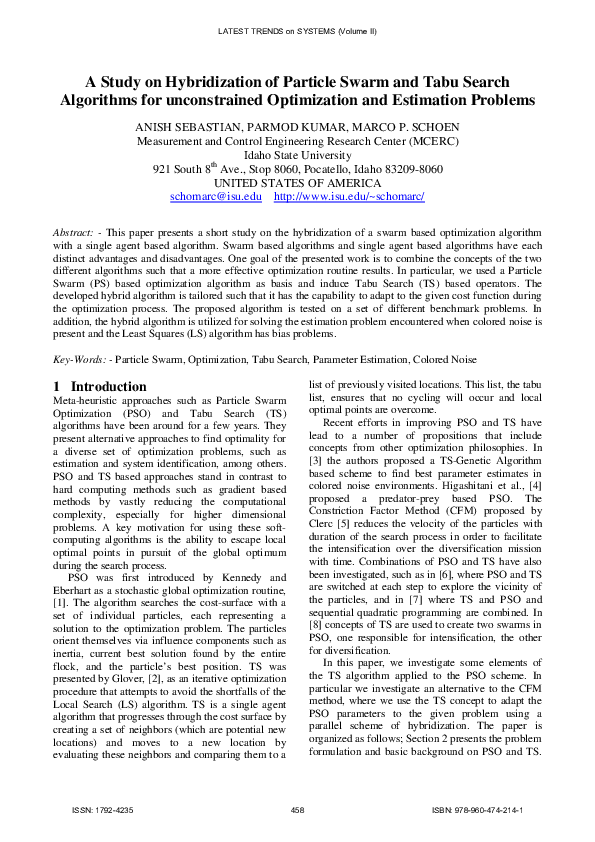 (PDF) A Study on Hybridization of Particle Swarm and Tabu Search ...