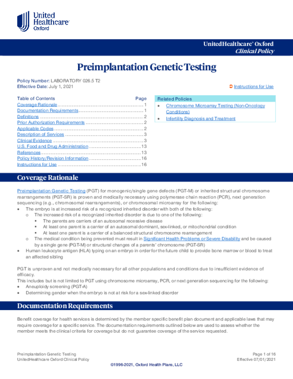(PDF) Preimplantation Genetic Testing