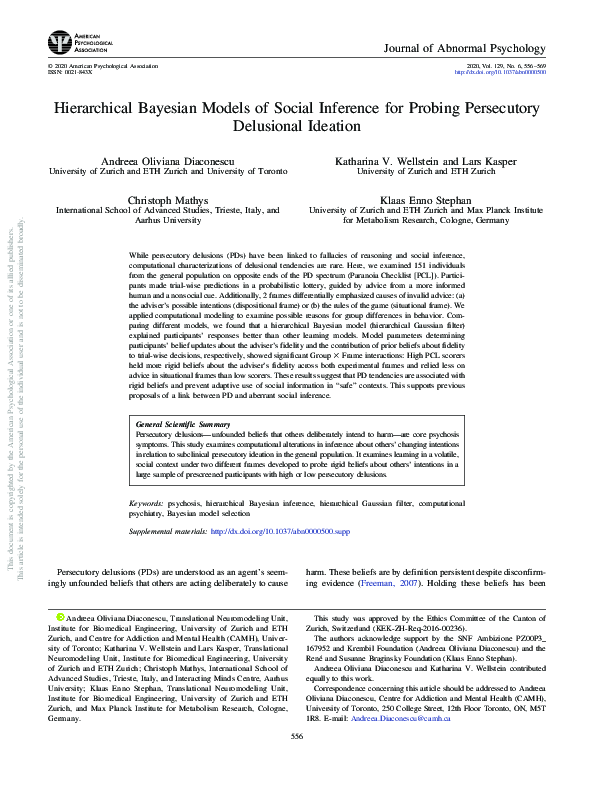 (PDF) Hierarchical Bayesian models of social inference for probing ...