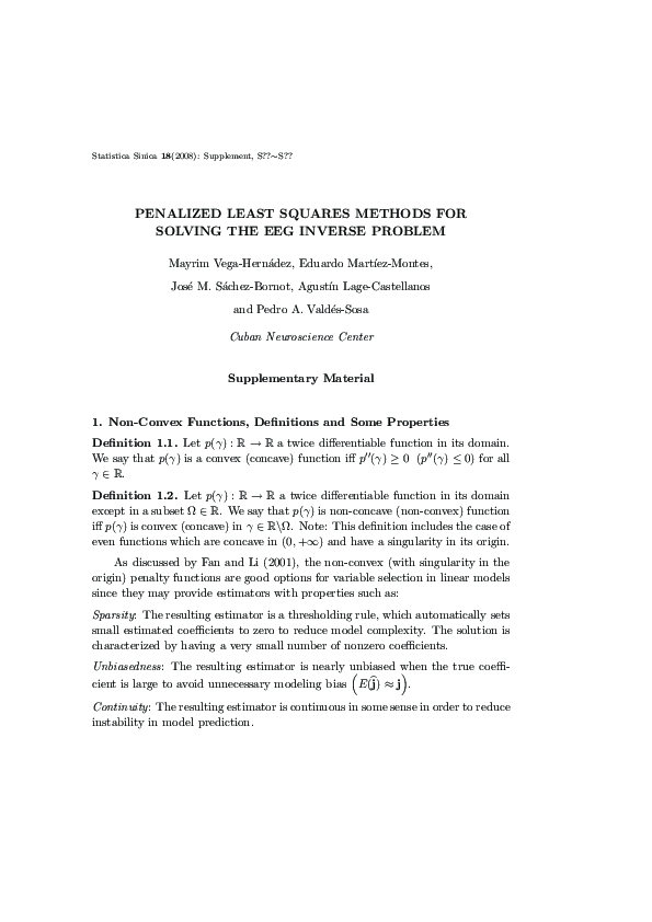 (PDF) Penalized least squares methods for solving the EEG inverse problem