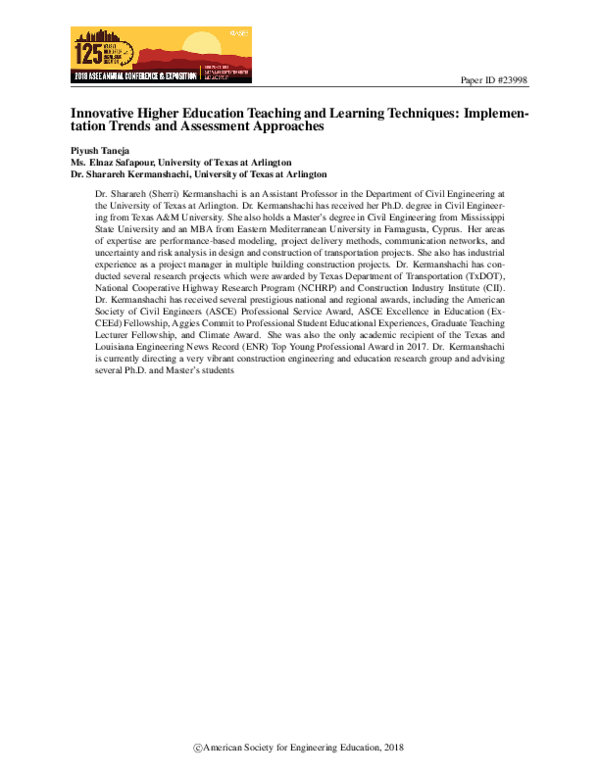 (PDF) Innovative Higher Education Teaching and Learning Techniques ...