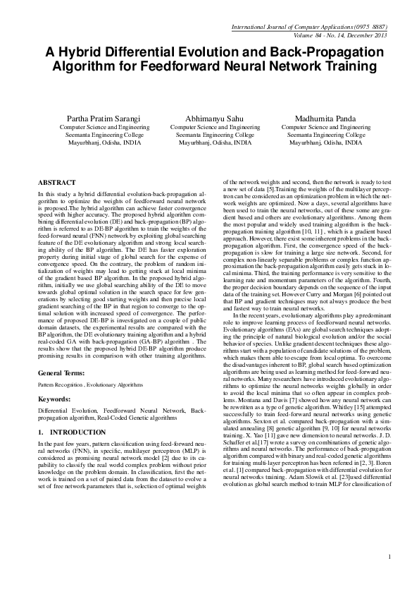 (PDF) A Hybrid Differential Evolution and Back-Propagation Algorithm ...