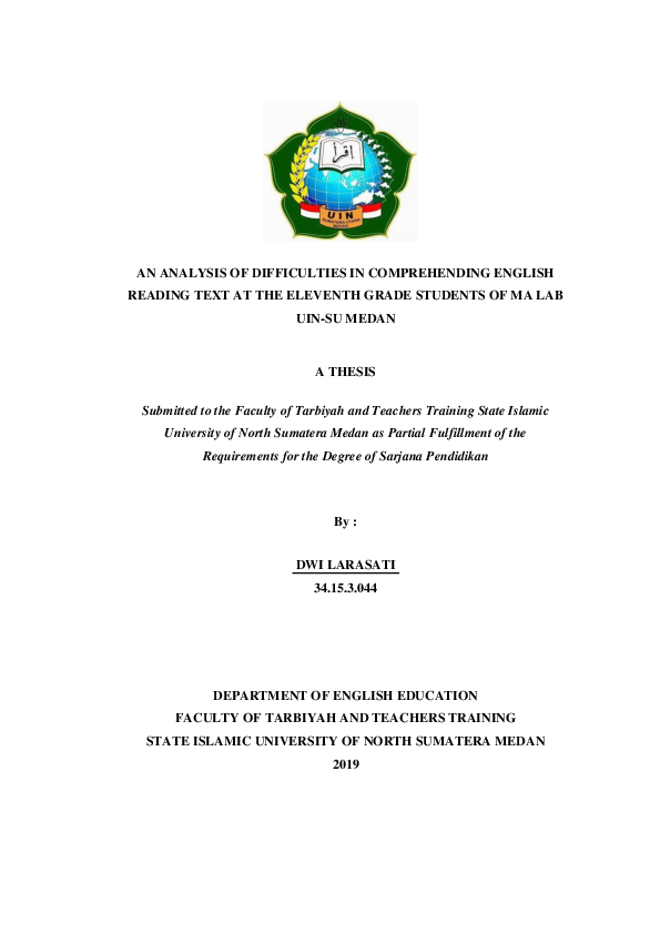 (PDF) AN ANALYSIS OF DIFFICULTIES IN COMPREHENDING ENGLISH READING TEXT ...