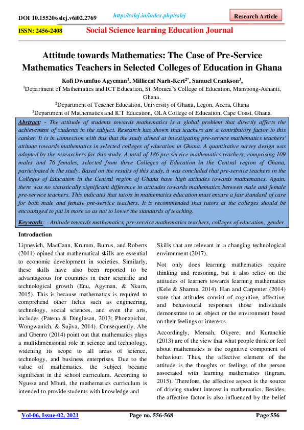 (PDF) Attitude towards Mathematics: The Case of Pre-Service Mathematics ...