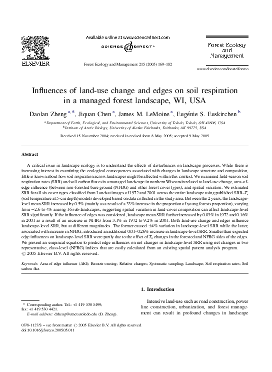 (PDF) Influences of land-use change and edges on soil respiration in a ...