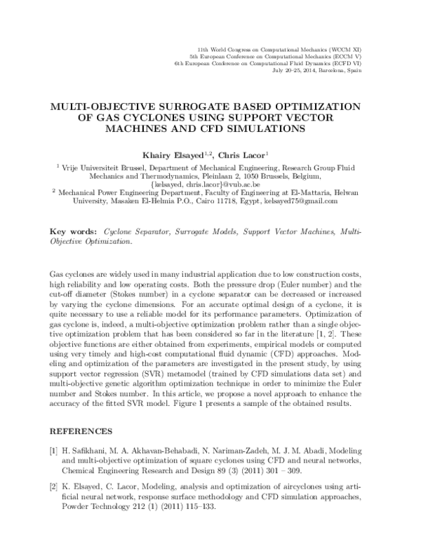 (PDF) Multi-Objective Surrogate Based Optimization of Gas Cyclones ...