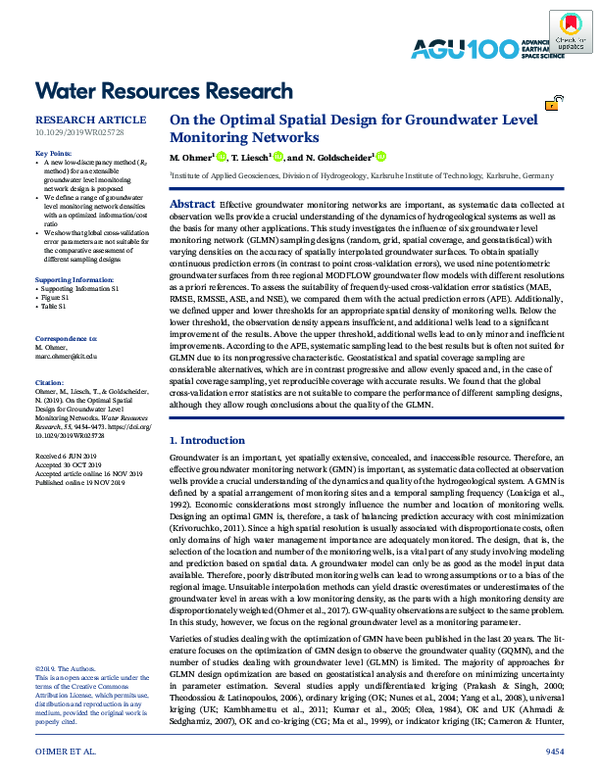 (PDF) On the optimal spatial design for groundwater level monitoring ...