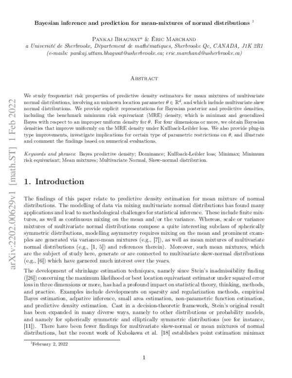 (PDF) Bayesian inference and prediction for mean-mixtures of normal ...