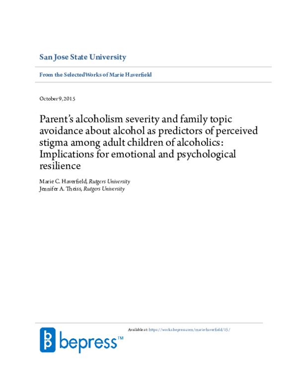 (PDF) Parent’s alcoholism severity and family topic avoidance about ...