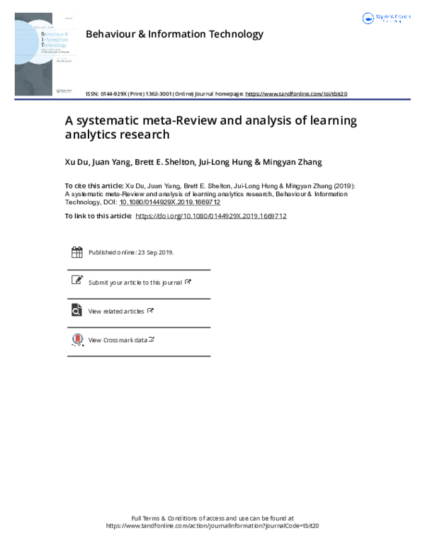 (PDF) A systematic meta-Review and analysis of learning analytics research