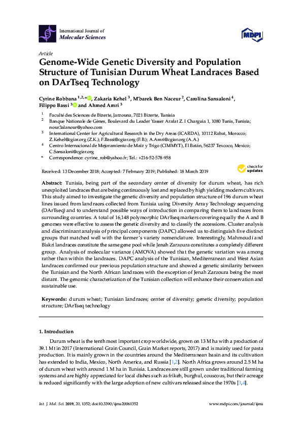 (PDF) Genome-Wide Genetic Diversity and Population Structure of ...
