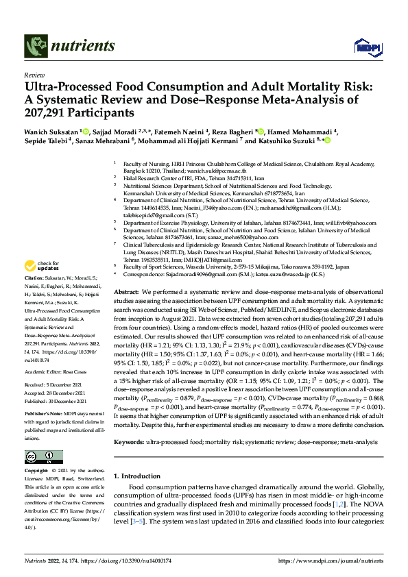 (PDF) Ultra-Processed Food Consumption and Adult Mortality Risk: A ...