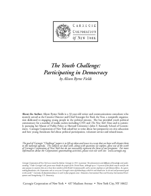 (PDF) The Youth Challenge: Participating in Democracy
