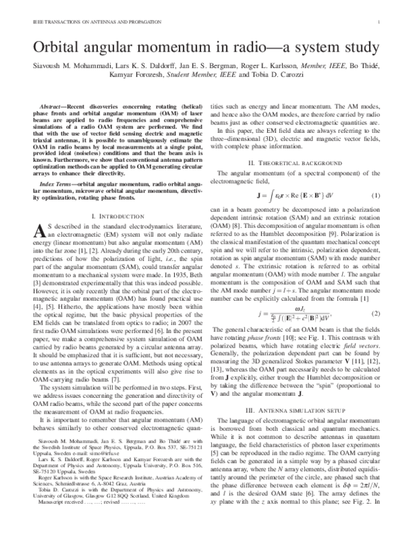 (PDF) Orbital Angular Momentum in Radio—A System Study
