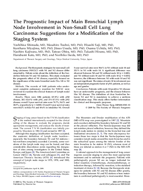 (PDF) The Prognostic Impact of Main Bronchial Lymph Node Involvement in ...