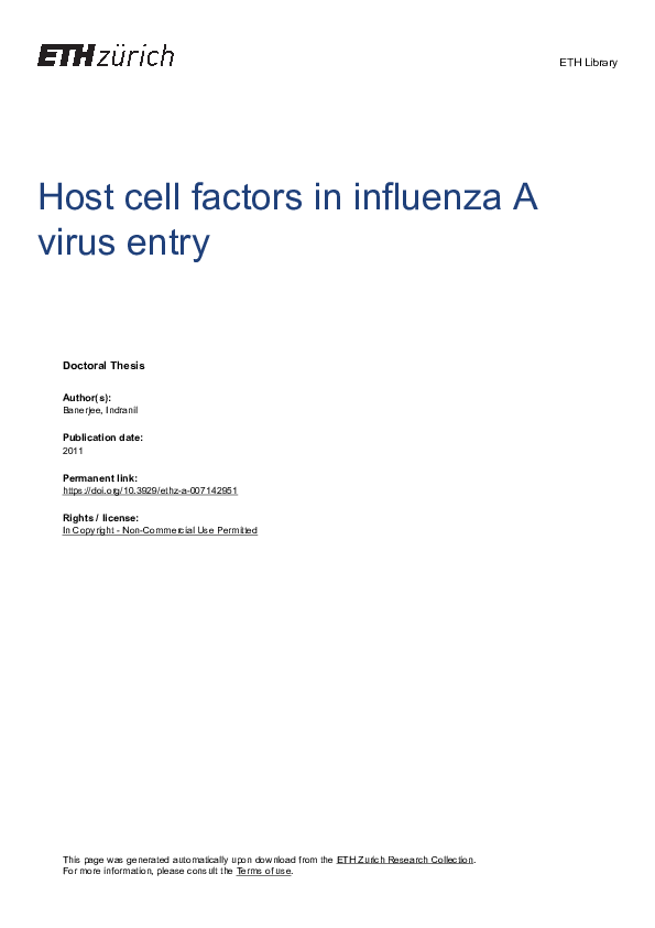 (PDF) Host cell factors in influenza A virus entry