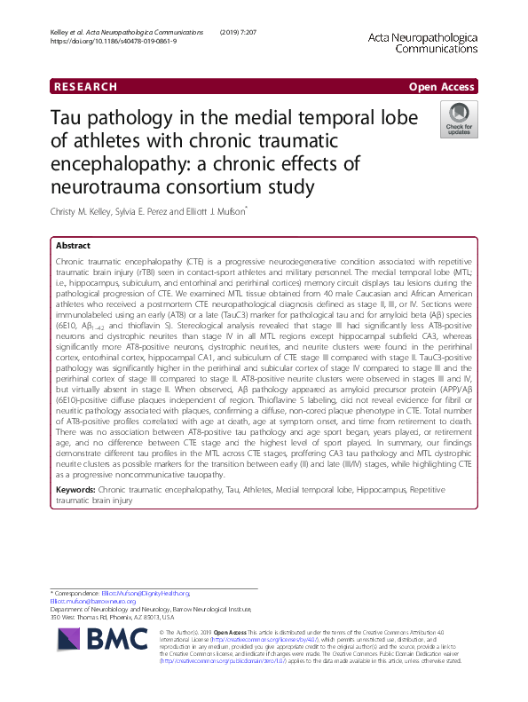 (PDF) Tau pathology in the medial temporal lobe of athletes with ...