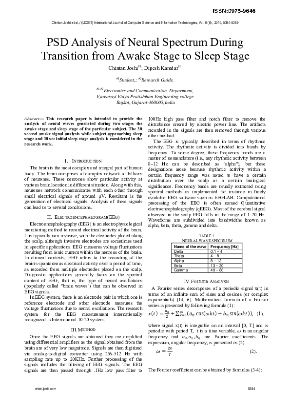 (PDF) PSD Analysis of Neural Spectrum During Transition from Awake ...