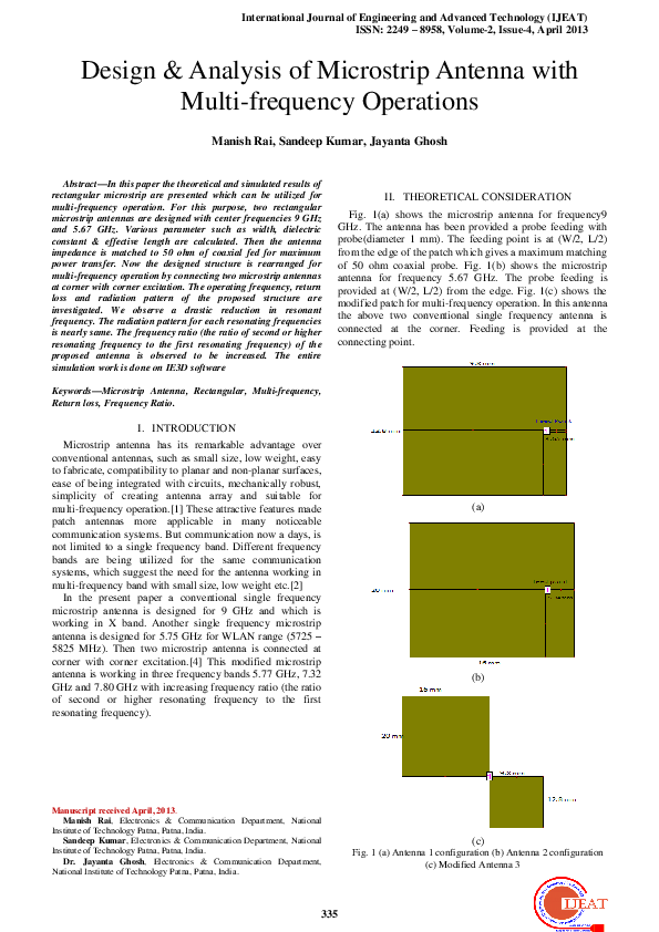 (PDF) Design & Analysis of Microstrip Antenna with Multi-frequency ...