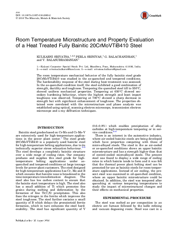 (PDF) Room Temperature Microstructure and Property Evaluation of a Heat ...