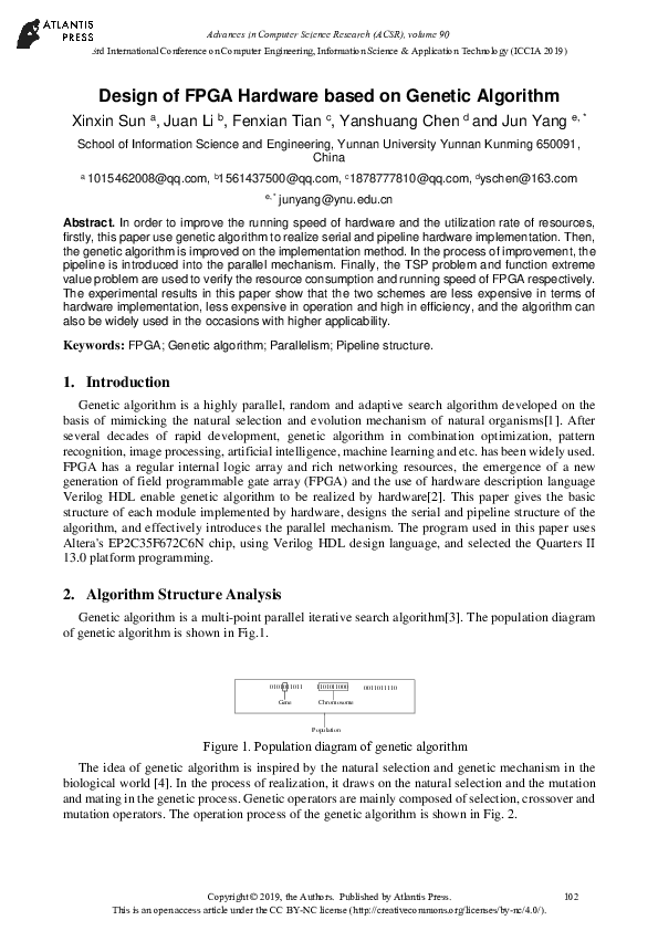 (PDF) Design of FPGA Hardware based on Genetic Algorithm