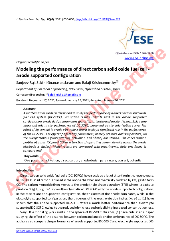 (PDF) Modeling the performance of direct carbon solid oxide fuel cell ...