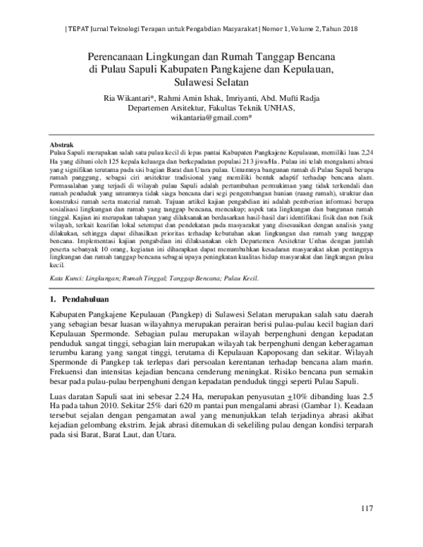 (PDF) Perencanaan Lingkungan dan Rumah Tanggap Bencana di Pulau Sapuli ...