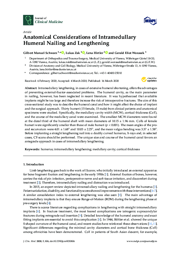 (PDF) Anatomical Considerations of Intramedullary Humeral Nailing and ...