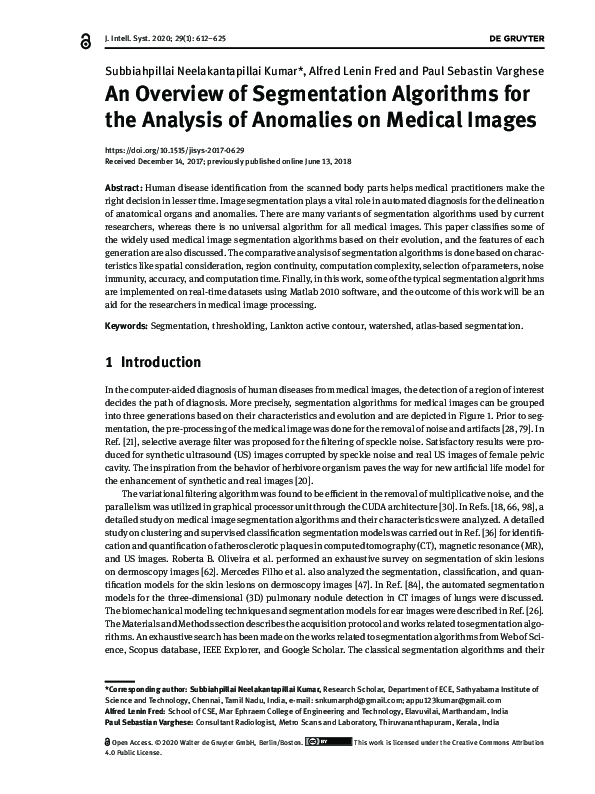 (PDF) An Overview of Segmentation Algorithms for the Analysis of ...