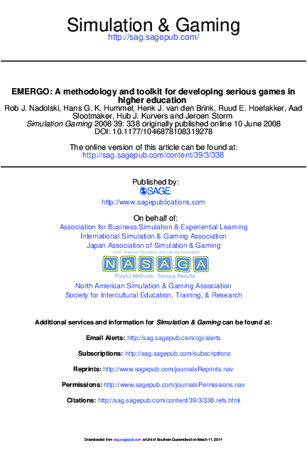 (PDF) EMERGO: A methodology and toolkit for developing serious games in ...