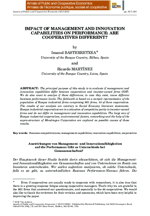 (PDF) Impact of Management and Innovation Capabilities on Performance ...