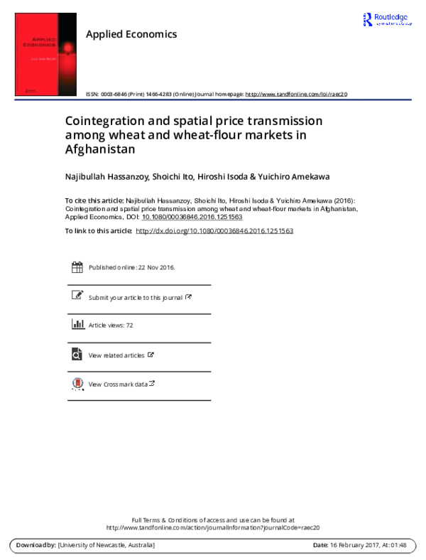 (PDF) Cointegration and spatial price transmission among rice markets ...