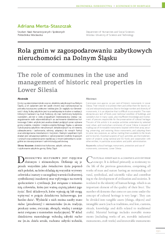 (PDF) The role of communes in the use and management of historic real ...