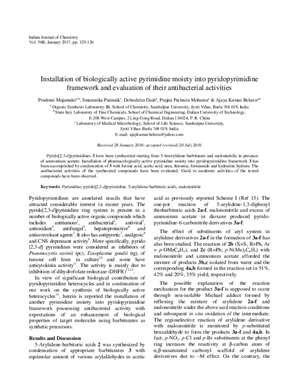 (PDF) Installation of biologically active pyrimidine moiety into ...