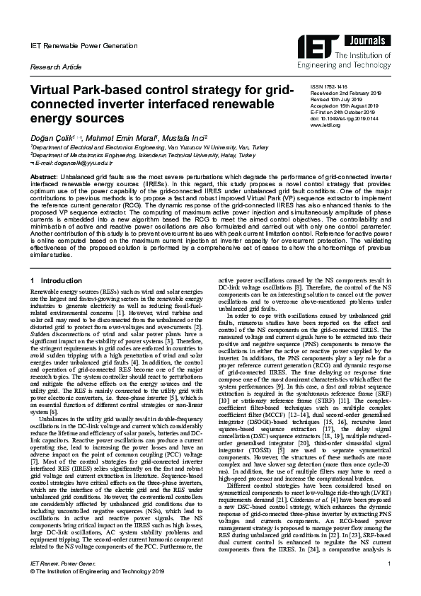 (PDF) Virtual Park based control strategy for grid connected inverter ...
