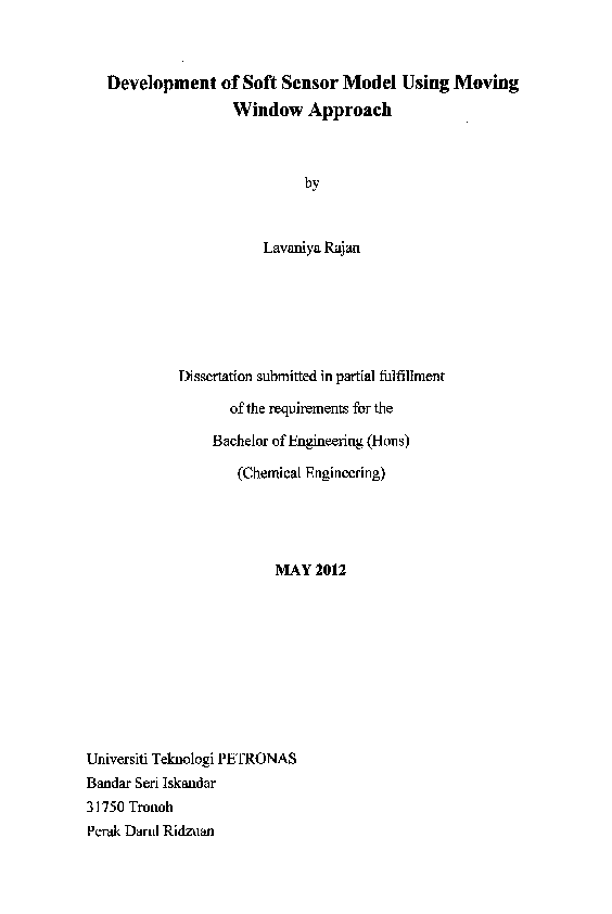 (PDF) Development of Soft Sensor Model Using MovingWindow Approach
